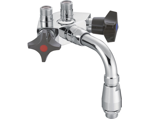 Köksblandare med två handtag och förkromad yta