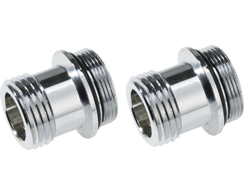 Två förkromade gängadaptrar