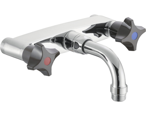 Väggmonterad armatur för kök med stjärnvred för varmt och kallt vatten