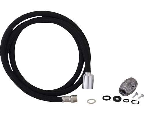 Duschslang med textilomspunnet hölje och anslutningsmaterial