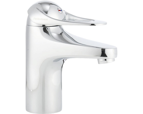 FM Mattsson Logotyp. Kromad tvättställsblandare.