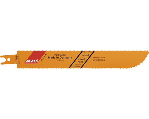 Tigersågsblad MPS Orange Beast 4709 200mm trä/metall 10-14/14 tpi 2-pack MPS Multicutter tigersågblad för kapning av metall, trä och spik