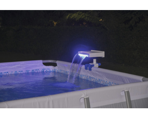 Uppblåsbar pool med vattenfall och belysning