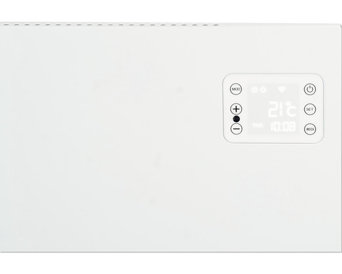 Vit värmare med kontrollpanel