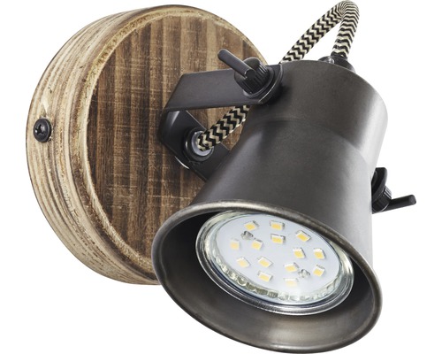 Väggspotlight av metall och trä