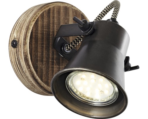 Väggspotlight med träfäste och lysdiod