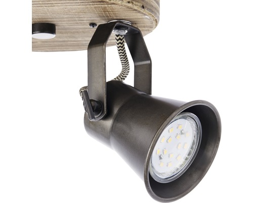 Takstrålkastare av trä och metall med LED-lampa