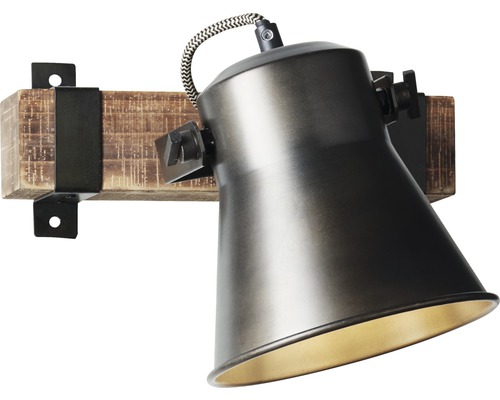 Vägglampa med trä och justerbar lampskärm