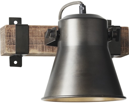 Vägglampa av trä och metall