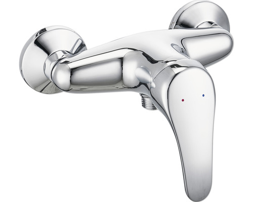 Duschblandare av metall med ett handtag