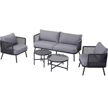 Loungeset GARDEN PLACE Amelie metall inkl. 2 bord 5 delar grå