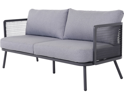 Trädgårdssoffa med två säten, metallram och klädsel