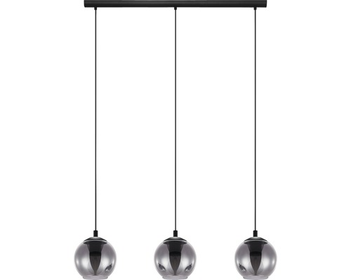 Taklampa med tre grå sfäriska lampskärmar