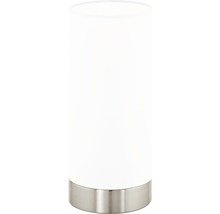 Vit bordslampa med silverfärgad bas