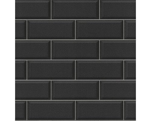 Tapet RASCH Rhapsody stenlook svart 10,05x0,53m Väggkakel i tunnelbanekakeldesign