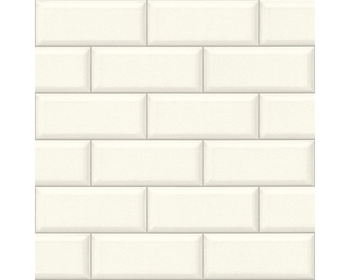 Tapet RASCH Rhapsody stenlook vit 10,05x0,53m Ljust keramiska plattor i tunnelbanestil