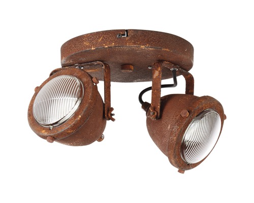Taklampa med två spotlights i industriell design