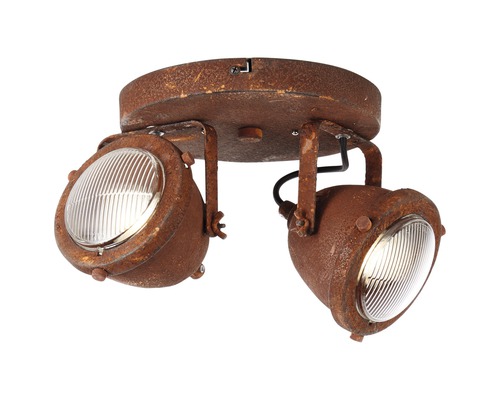 Taklampa med två spotlights i industriell design