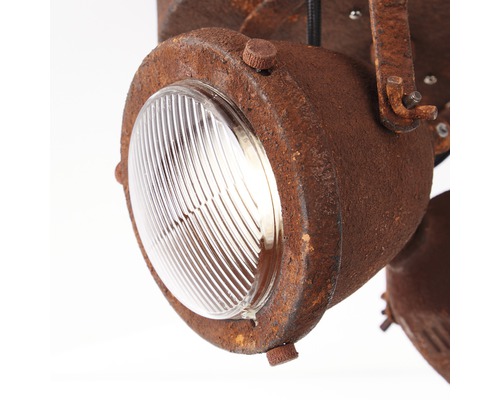 Rostfärgad spotlight med klart, räfflat glas