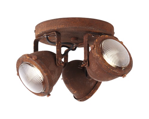 Taklampa med tre spotlights i vintagestil