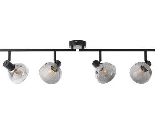 Taklampa med fyra grå glasskärmar