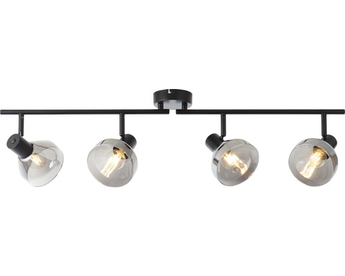 Taklampa med fyra spotlights med glaskupolskärm