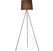 Golvlampa med trebent stativ och lampskärm