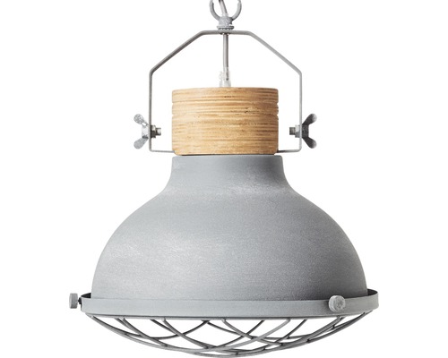 Taklampa med träfäste och metallbur