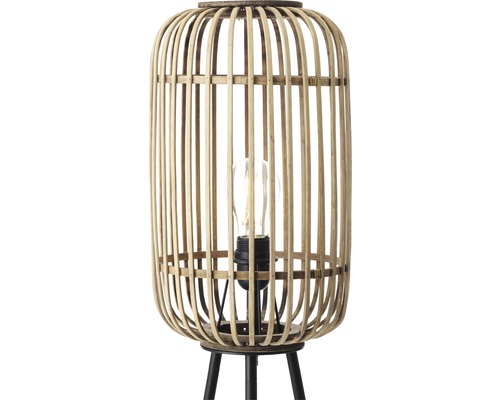 Golvlampa med träskärm och metallfot