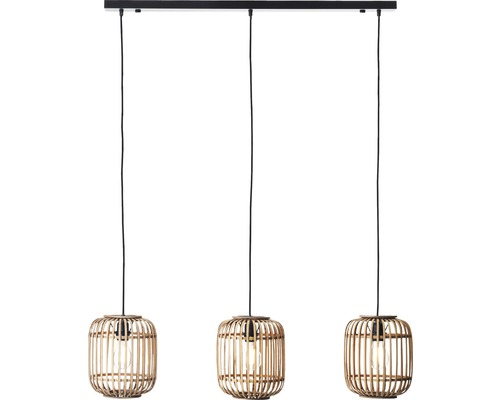 Pendellampa med tre lampskärmar av bambu