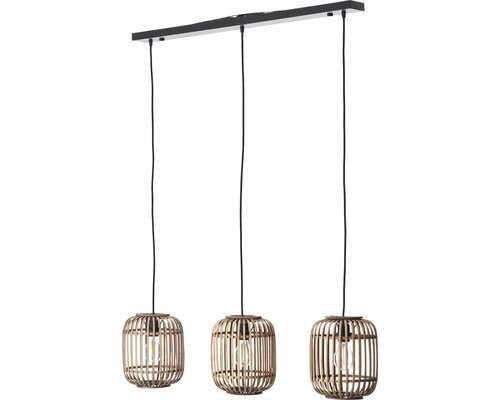 Pendellampa med tre lampskärmar i bambu