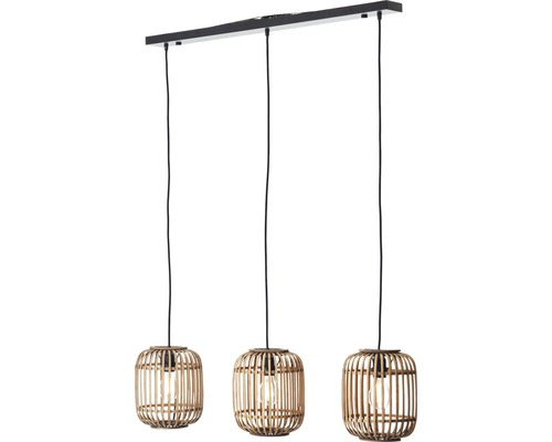 Pendellampa med tre lampskärmar i bambu