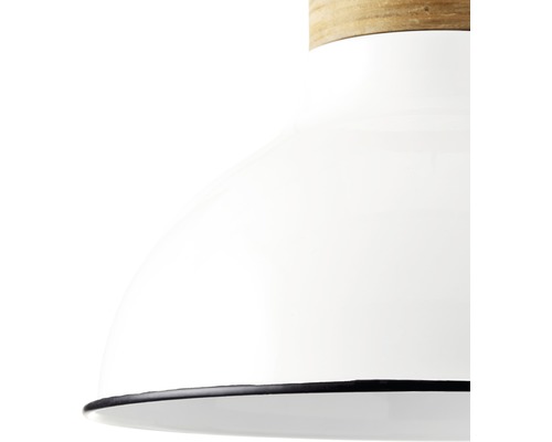 Vit hänglampa med träelement