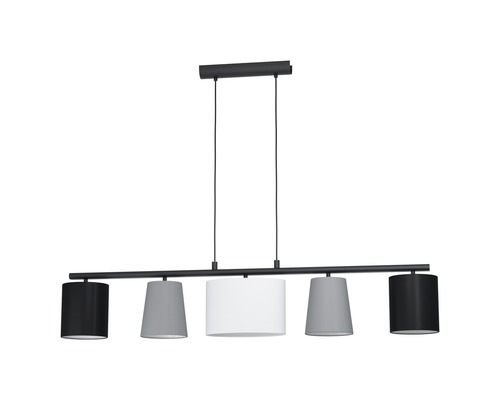Taklampa EGLO Almeida1 5L svart,/grå/vit Taklampa med fem lampskärmar i olika färger