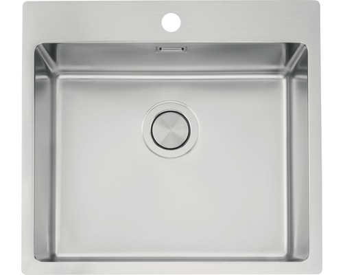 Diskho STALA Lagom-T50 med blandarområde rostfritt stål slät 550x505 mm 8015599 Diskho i rostfritt stål med avloppsbeslag