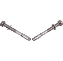 Två bultankare med gänga, mutter och bricka