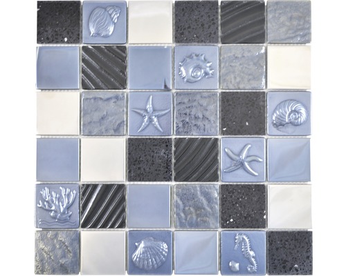 Mosaik glas natursten metall XCM 8RO73 svart 30 x 30 cm