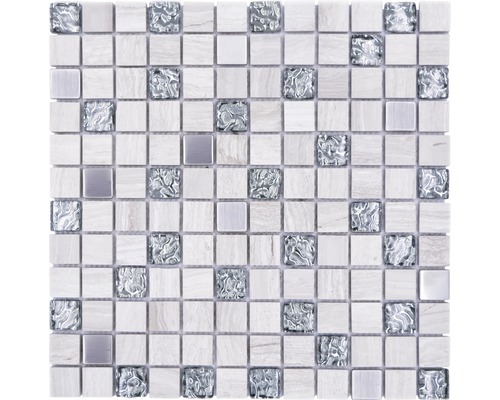 Mosaik natursten metall glas XNM Q10 grå 30 x 30 cm
