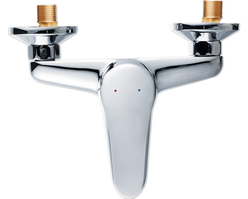 Väggarmatur med ettgreppsblandare och varm-kallmarkering