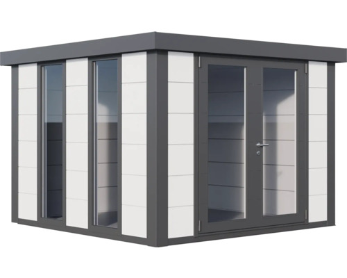 Trädgårdshus med fönster och dubbeldörr