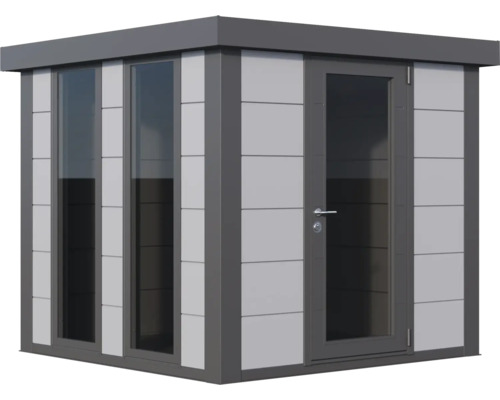 Modernt trädgårdshus med fönster och dörr