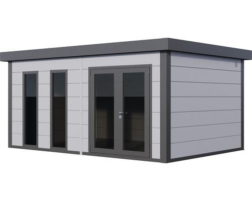 Modern trädgårdshus med fönster och dubbeldörr