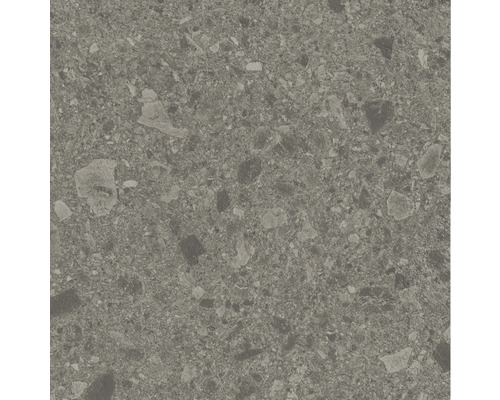 Närbild av en grå golvplatta med stendekor