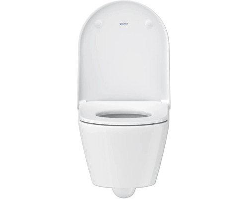 Vägghängd toalett med djup spoling och Duravit-logotyp