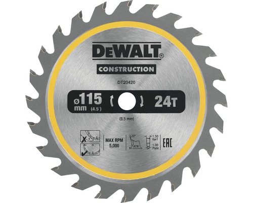 DeWalt sågklinga, 115 mm diameter, 24 tänder