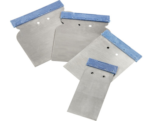 Fyra olika spacklar av metall med handtag