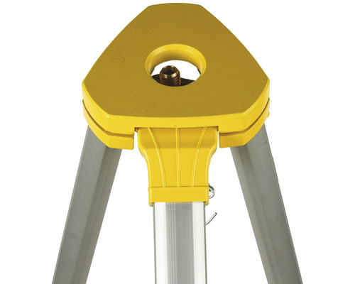 Gult mätstativ med stativhuvud och ben.