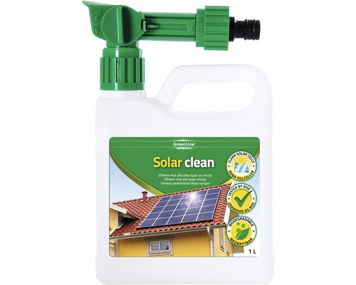 Rengöringsmedel GREENLINE SolarClean 1L inkl. ejektor Solcellsrengöring med sprutmunstycke i en 1-litersflaska