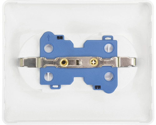 Detaljvy av ett eluttag med blå insats