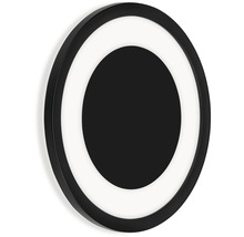 Rund LED-vägglampa med svart ram